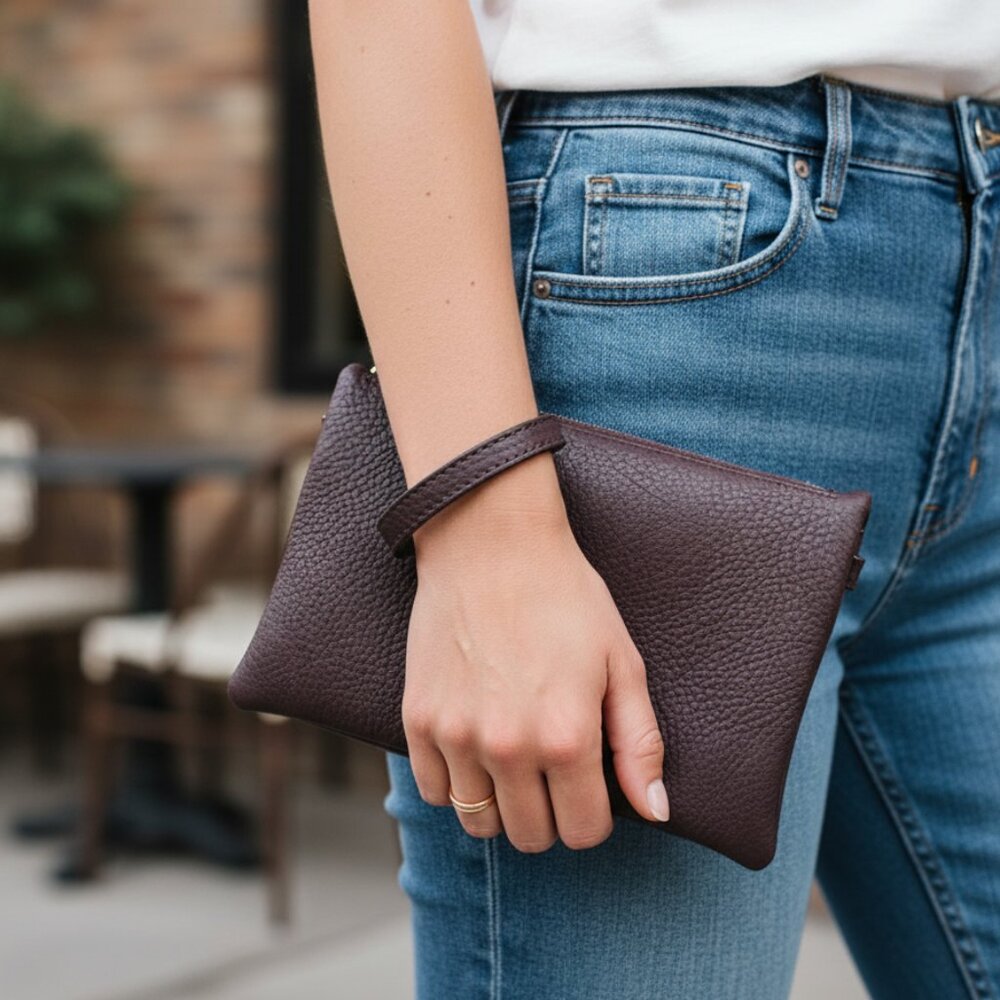 NWOT Joy Susan Women's New Kate Convertible Aubergine Crossbody Clutch Bag